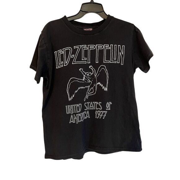 Led Zeppelin T-shirt L Large Black‎ Graphic 100% United States Of America 1977 - Picture 1 of 9